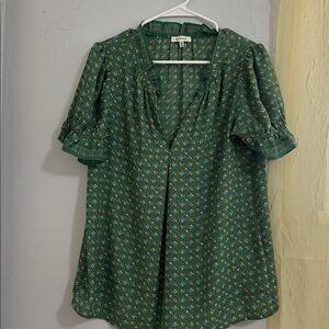 Max Studio Green and Yellow Patterned Blouse
